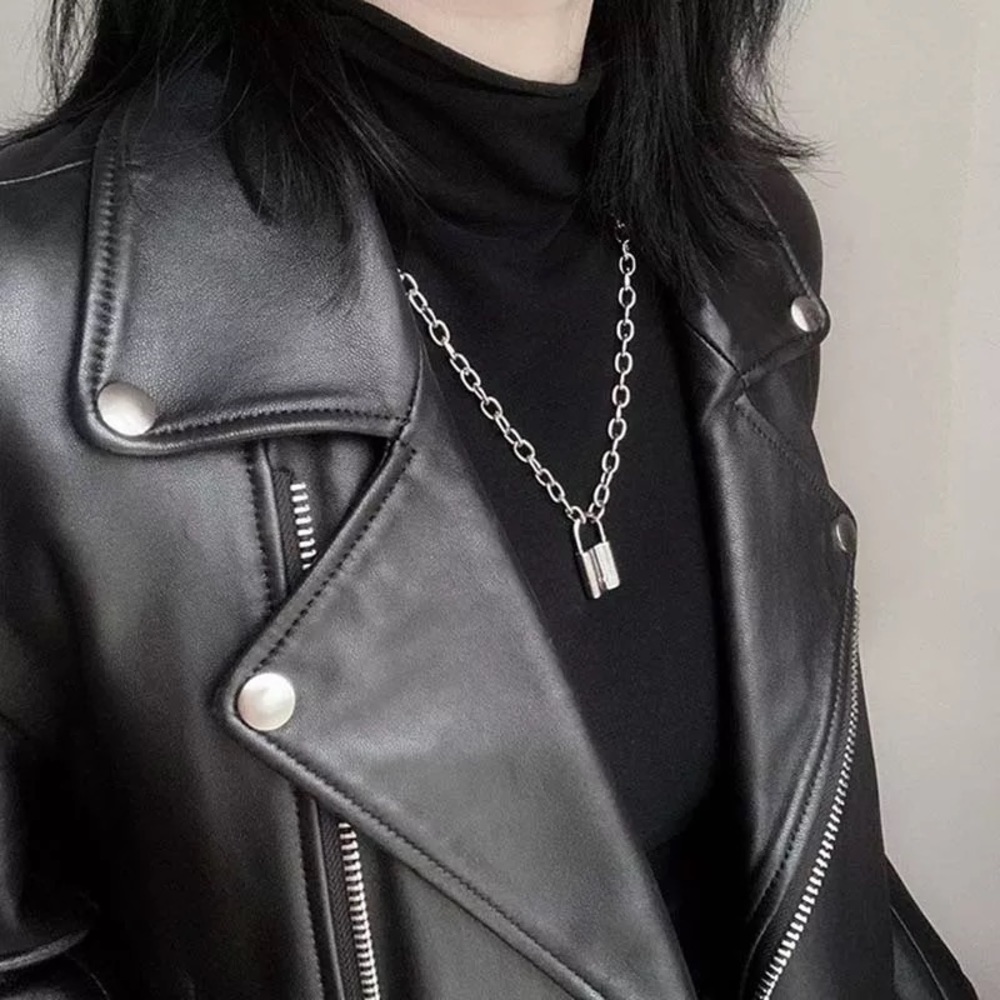 🎉 New Silver Lock Pendant Chain Necklace